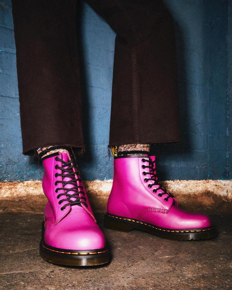 Pink Men's Dr Martens 1460 Smooth Leather Lace Up Boots | CA 532QMA